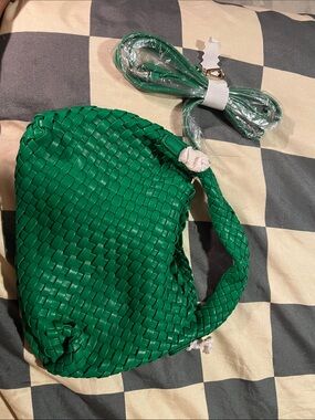 Green Woven Shoulder Bag